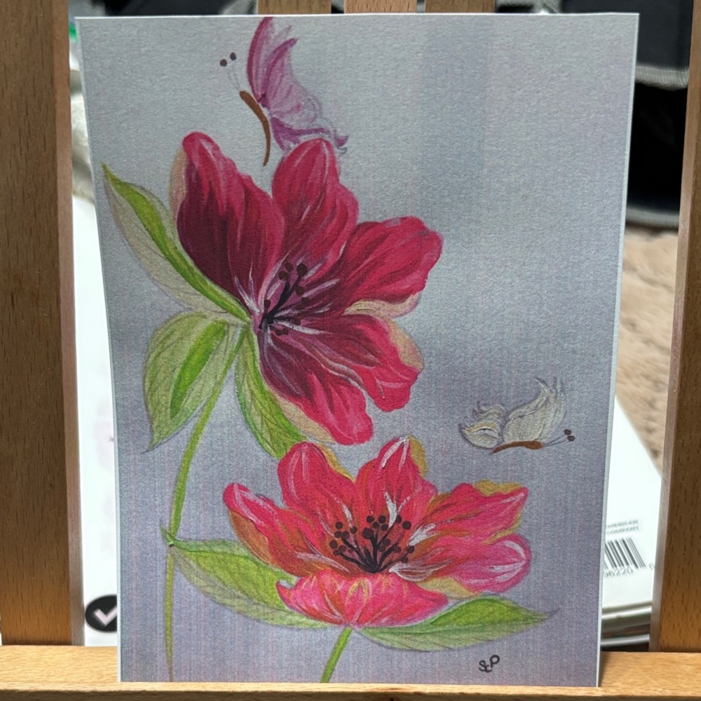 Gouache hibiscus floral art print